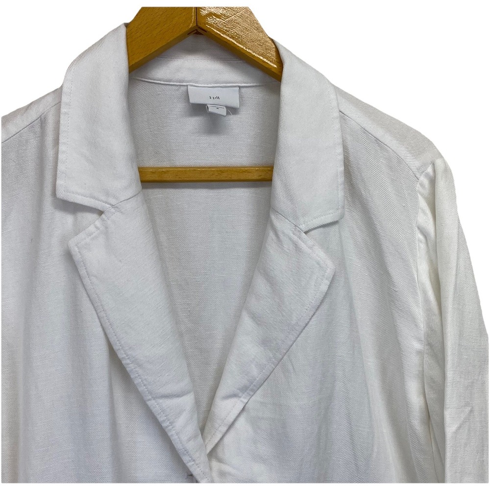 J.Jill Utility Jacket Womens Medium White Linen Blend Drawstring Hem WJT193311